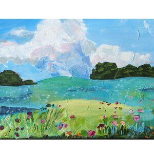 Green Fields Landscape Acrylic on Canvas